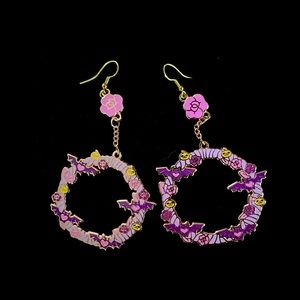 cute bat flower dangling earrings